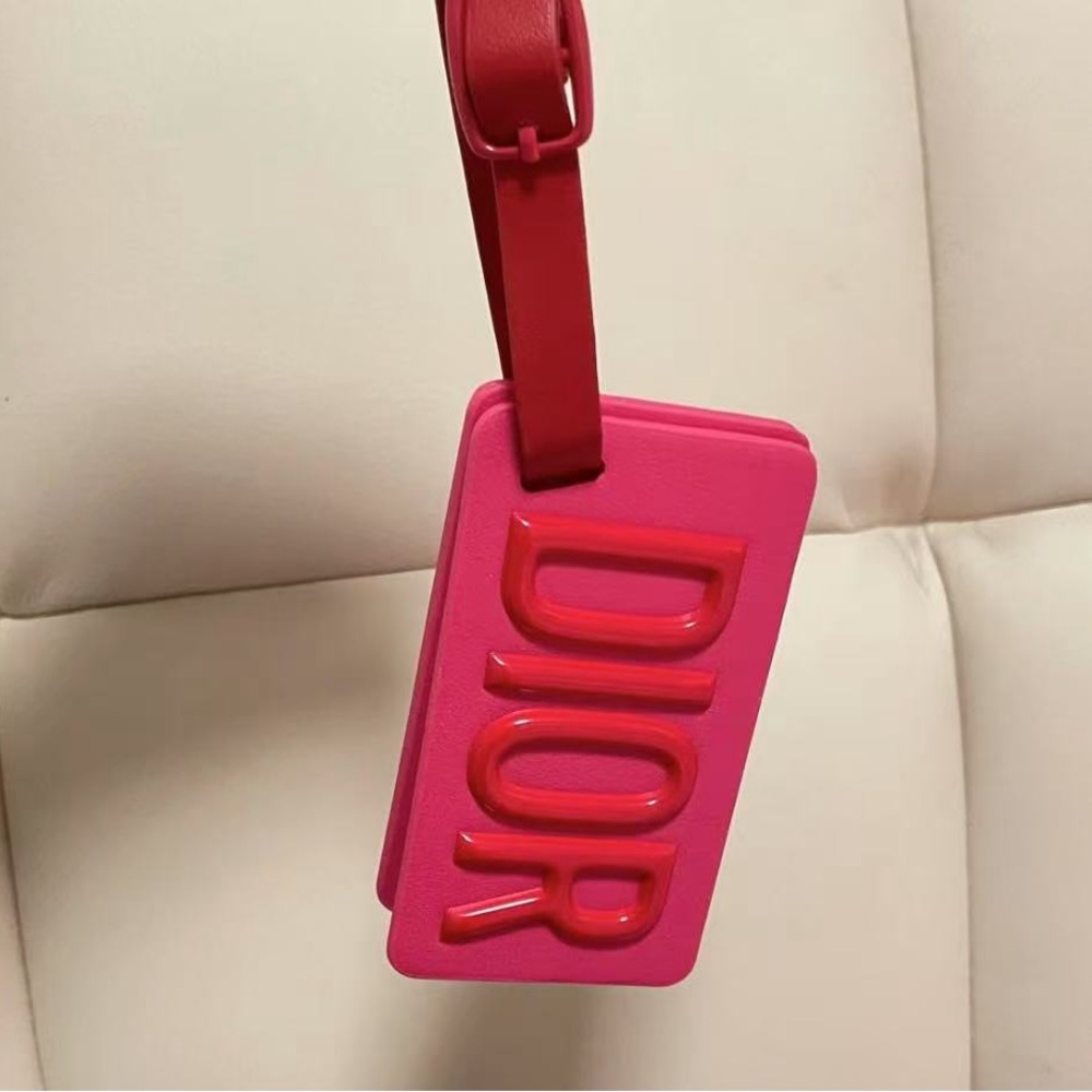 Dior red mirror luggage tag